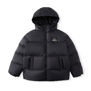Kappa卡帕儿童品牌羽绒服黑色短款高品质极寒男童外套