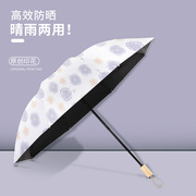 雨伞折叠晴雨两用遮阳伞防晒防紫外线黑胶全自动太阳伞油画伞