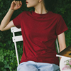 基本款圆领枣红色t恤女短袖，宽松休闲法式复古百搭上衣夏薄款纯色