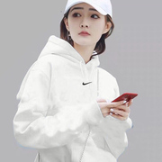 Nike耐克宽松卫衣女装加绒保暖连帽休闲运动外套白色套头衫DQ5861