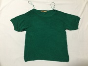 外贸原单英国品牌z*endra绿色湖绿色圆领，宽松短袖针织衫气质简约
