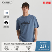 scofield23夏季圆领男士t恤简约棉前胸，印花图案短袖宽松版型