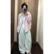 奶系初春搭配一整套韩系早春装，女款2024粉色，衬衫职业套装