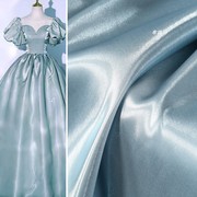 超亮 灰蓝色水光缎面料 闪光丝滑硬挺水晶丝缎连衣裙衬衫服装布料