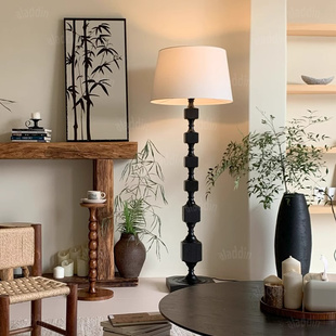 中古法式实木落地灯新中式，客厅书房卧室胡桃木色，复古美式立式灯