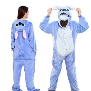 Stitch Cartoon Flannel One Piece Pajamas史迪奇法兰绒连体睡衣