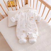 婴儿连体衣秋冬款夹棉棉衣棉服哈衣爬服纯棉6-12个月宝宝衣服