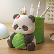可爱熊猫笔筒摆件节节高升办公室装饰学生桌面送女生实用生日礼物