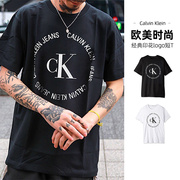 Calvin Klein/凯文克莱夏薄男装 CK男士休闲印花圆领短袖T恤