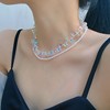 彩色水晶串珠项链女夏甜美气质，锁骨链ins风设计双层珍珠网红颈链