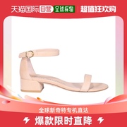 香港直邮stuartweitzman女士粉色麂皮，露趾中跟凉鞋nudistjunes