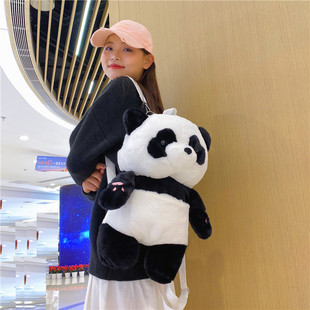 熊猫双肩包清新甜美可爱卡通，毛绒玩具包仿真大小熊猫抱枕背包