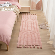全棉卧室床边地毯厨房防滑长条，地垫卫生间吸水脚垫，手工流苏可机洗