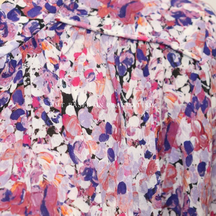 仙气紫罗兰~自留北欧小众紫色碎花衬衫灯笼袖连衣裙宽松轻薄上衣