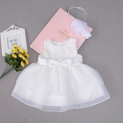 百天礼服女婴儿公主宝宝，裙子春款装洋气，白一周岁孩子生日衣服夏