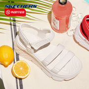 斯凯奇女鞋24夏季运动鞋白色松糕鞋魔术贴厚底凉鞋沙滩鞋