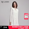 DTLANDO春季长袖衬衫连衣裙女简约甜美温柔高腰收腰娃娃领短裙