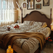 复古美式实木床1.5m1.8米主卧室现代简约法式双人床轻奢婚床家具