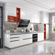 金牌衣柜整体厨房橱柜定制家用现代简约组装一体灶台柜石英石台面