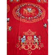 百子图被套褥子套罩四件套全棉床单布料大红纯棉中式结婚庆红绿q.
