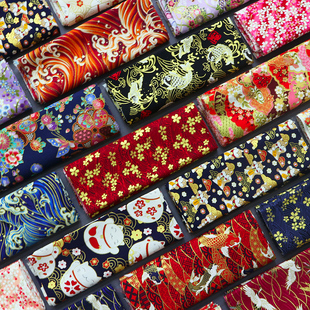 日本和风烫金棉布家居，布艺手工拼布diy面料，日式纯棉服装印染布料