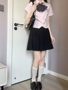 栗子猪原创幸子小姐收腰衬衫女夏季jk制服刺绣短袖日系