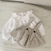 韩国进口婴幼儿女宝宝可爱甜美荷叶领长袖衬衫春秋白色公主上衣