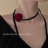 墨尔本玫瑰氛围感法式复古缎面玫瑰丝绒项链高级感小众设计颈带