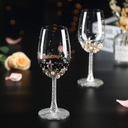 女神高脚杯红酒杯奢华优雅无沿玻璃，钻石葡萄酒杯创意香槟杯2个