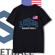 USA美国篮球训练服国家队科比定制款纯棉体恤上衣短袖t恤衫男半袖