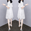 白色娃娃裙女2023夏季气质显瘦蕾丝大码宽松天丝雪纺连衣裙