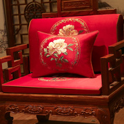 新中式红木沙发坐垫带靠背，古典实木家具，椅垫罗汉床垫子五件套定制