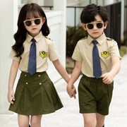 童装儿童机长制服套装夏季男童海军风警察演出服女童，空军装小空姐