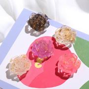 金箔花朵玫瑰花奶油胶手机壳，diy材料包手工(包手工，)制作树脂配件滴胶耳钉