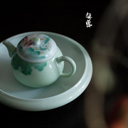 无落景德镇釉下彩手绘掇球茶壶手工陶瓷泡茶壶单壶带过滤现代家用