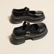 小个子女鞋夏季2024厚底增高黑色jk小皮鞋女士配裙子浅口单鞋