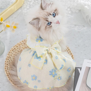 宠物猫咪衣服可爱清新花朵连衣裙小猫春夏季透气防掉毛衣服