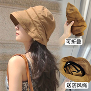 女士帽子韩国单2023防晒渔夫帽，显脸小短发，适合小边夏季遮阳帽