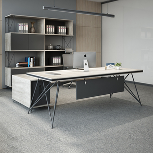 老板桌简约现代办公桌工业风格经理桌主管桌椅组合创意办公家具