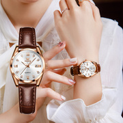 瑞士认证名牌女士，手表女表简约时尚品牌皮带，款名表石英表