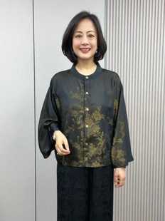 薄款外套女款新中式国风印花双面双穿X时尚中老年妈妈蝙蝠袖开衫