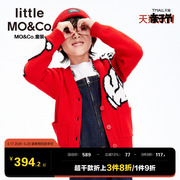 little moco童装女童针织开衫外套毛衣红色新年衣服男童羊毛儿童