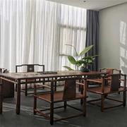 新中式办公室实木泡茶桌禅意，功夫茶台桌椅，组合南美胡桃木茶几一体