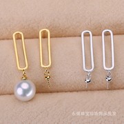 s925纯银耳钉配件珍珠饰品，diy手工制作镂空耳饰一对不含珍珠