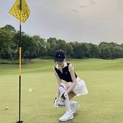 韩版高尔夫球服女套装，休闲运动polo衫无袖上衣，网球百褶短裙子羽毛
