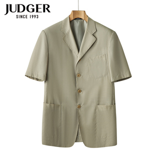 judger庄吉男士抗皱羊毛纯色，半袖西装休闲薄款半里西服外套