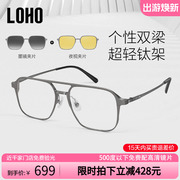 loho磁吸近视眼镜超轻钛架墨镜，套镜男偏光太阳镜夹片开车lh30009