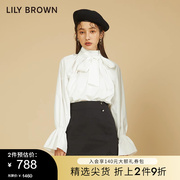 LILY BROWN秋冬款 蝴蝶结甜美假两件通勤连衣裙LWFO225016