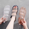 透明水晶凉鞋女夏平底韩版学生，露趾果冻沙滩鞋防滑复古塑胶防水鞋