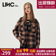 LINC金羽杰23年春朋克学院轻摇滚感格纹衬衫外套女S231SH06